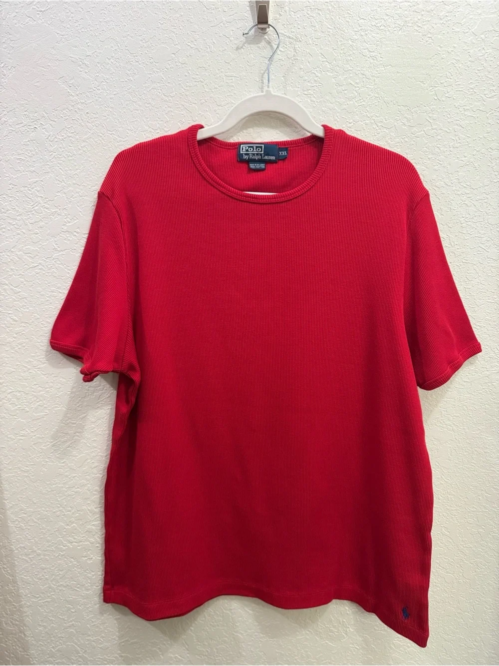 Lauren Ralph Lauren Short Sleeve Red Ribbed Knit Top Women’s Size Large 2XL